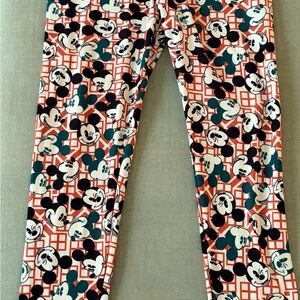 LuLaRoe Women's Leggings - Mickey Mouse Red,Green and Black